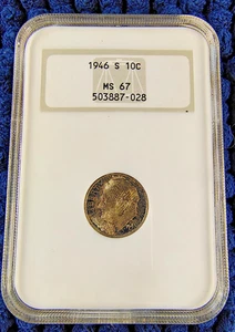 1946-S Roosevelt Dime - Vintage 1990 Soap Box NGC MS 67 - Nice Toner - Picture 1 of 23