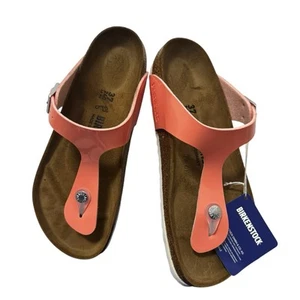 Birkenstock Gizeh Sandals Patent Coral Peach Women’s Size EUR 37 39 US 6 8 NWB - Picture 1 of 6