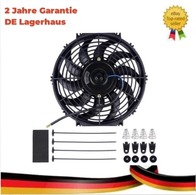 12" 80W Elektrisch Lüfter Wasserkühler Kühlerlüfter Universal mit Montagesatz - Bild 1 von 4