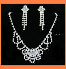 Divine Clear Austrian Crystal Rhiestone Necklace Earrings Set Bridal Wed N2196b