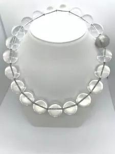 20 mm Quarz Bergkristall Sterlingsilber Rhodium 17,75" lange Halskette - Bild 1 von 12
