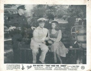 That Mad Mr Jones original lobby card Red Skelton Janet Blair sitting on bench