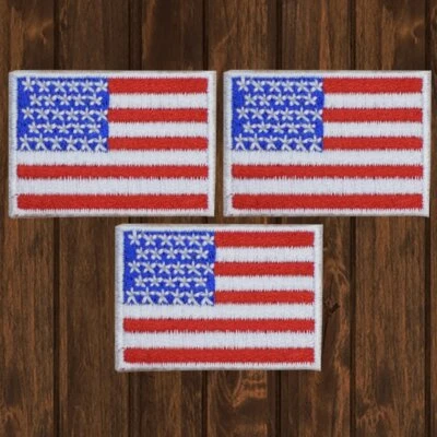 Mini American Flag Embroidered Patch — 3-Pack — Iron On - Image 1 of 2