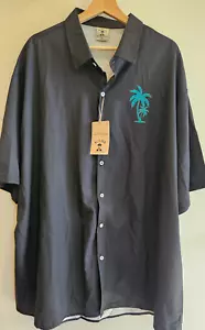 ALOHA Men's Short Sleeve Shirt Gray Size 4XL Button Down Collar Palm Tree NWT - Picture 1 of 7