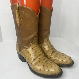 El Dorado Full Quill Ostrich Exotic Western Roper Boots wm 10 1/2 Mn 8 1/8 Brown - Bild 1 von 12