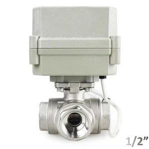 HSH-Flo 1/2" DN15 3 Way SS304 Motorized Ball Valve, Electrical Ball Valve - Picture 1 of 10