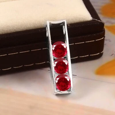 Naturale Buona Mozambico Rosso Rubino Rotondo Gemma 925 Argento Mano Ciondolo - Immagine 1 di 4