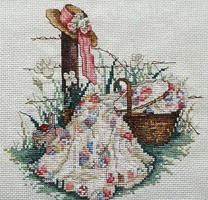 Leisure Arts Counted cross stitch finished matted wall granny country core pink - Picture 1 of 2