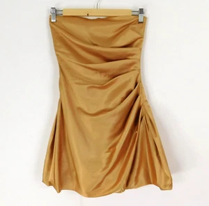 If Ganas Gold Evening Dress Size Small Gather Pleats Short Prom - Picture 1 of 5