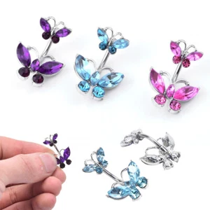 Zircon Crystal Butterfly Belly Button Body Piercing Navel Ring JewelryA7fiS@IL - Picture 1 of 11