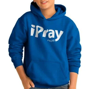 Christian Strong Pop Culture I Pray Verse Youth Hooded Sweatshirt Boy or Girl - Picture 1 of 3