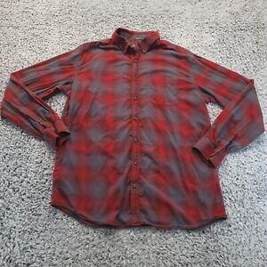 Eddie Bauer Shirt Men Extra Large Tall Red Gray Plaid Classiccore Preppy Casual