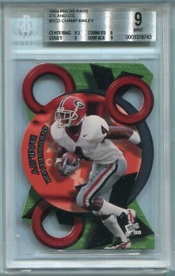 1999 Press Pass X's & And O's #XO3 Champ Bailey Rookie RC HOF BGS 9 MINT Graded - Image 1 of 2