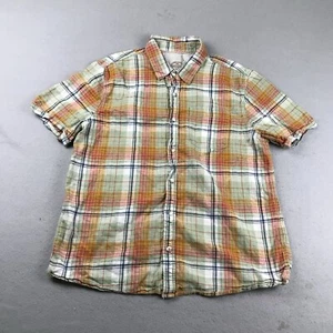 Fat Face Shirt Mens XL Regular Orange Plaid Short Sleeves Button Up - Picture 1 of 9