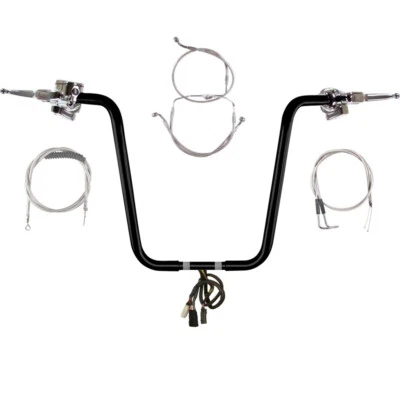 1 1/4" Black 18" Wild 1 Handlebar CKit 2007 Harley-Davidson Road Glide w/Cruise Foto 1 de 4