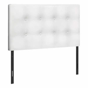 Monarch Twin Faux Leather Button Tufted Upholstered Panel Headboard in White - Picture 1 of 3