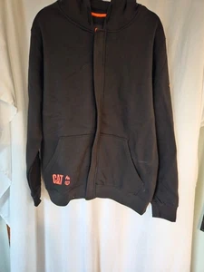 Sudadera con Capucha CAT Cremallera Completa FR Para Hombre Grande Negra Resistente al Llama Oruga Gato 2 Nueva con Etiquetas - Imagen 1 de 9