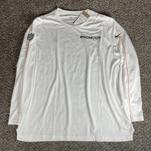 NWT Men’s Nike Denver Broncos UPF 40 Long Sleeve Shirt White 3XL Dri Fit - Picture 1 of 6