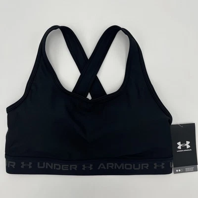 Sujetador deportivo Under Armour para mujer grande espalda cruzada medio negro precio de venta sugerido por el fabricante $35 1361034 Foto 1 de 4