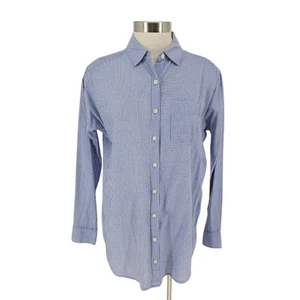 Caslon Boyfriend Tunic Shirt Blue Stripe Long Sleeve Button Up Collared Small - Picture 1 of 7