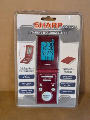Sharp LCD Folding Case Foldable Ultra Slim LCD Travel Alarm Clock SPC430J NEW - Image 1 of 4
