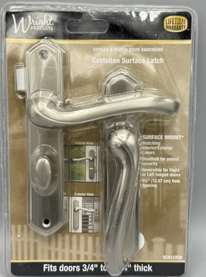 Juego de pestillos de manija de puerta con pantalla de tormenta de níquel satinado Wright Products VCA112SN nuevo Foto 1 de 4