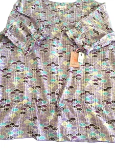 NWT Koi Scrub Top Purple Blue Shell Fan Shapes V-Neck 3/4 Ruffled Sleeves 3X - Picture 1 of 13