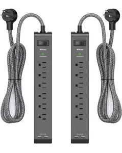 2 pack Surge Protector with 6 Outlets And 4 USB Ismart Ports - Picture 1 of 13