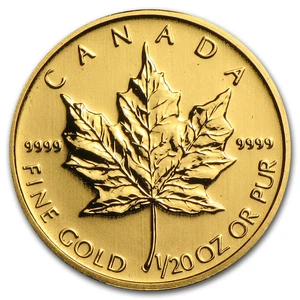 Canada 1/20 oz Gold Maple Leaf (Random Year) - Picture 1 of 2