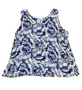 Blusa sin mangas azul jengibre para mujer azul tropical azul blanco fino rayón talla XL - Imagen 1 de 9