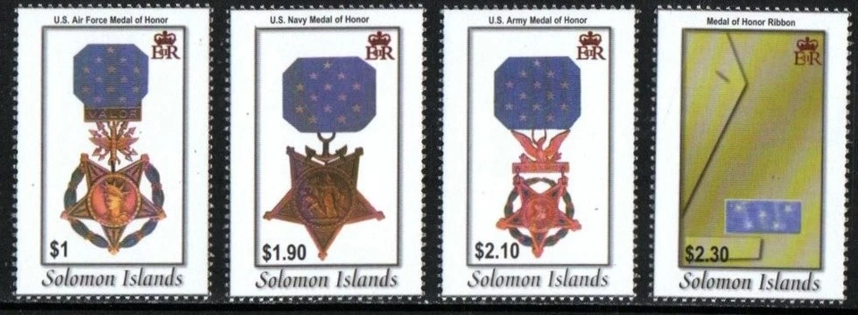 Estampilla de las Islas Salomón 958-961 - Medallas de honor de Estados Unidos Foto 1 de 1