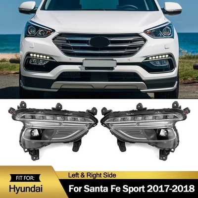 Fit For 2017 2018 Hyundai Santa Fe Sport LED Fog Lights Lamps Left+Right Side - Image 1 of 4