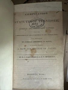 1836 Zusammenstellung von Tennessee Statuten Sklaverei südliches Recht Buch vor Bürgerkrieg - Bild 1 von 6