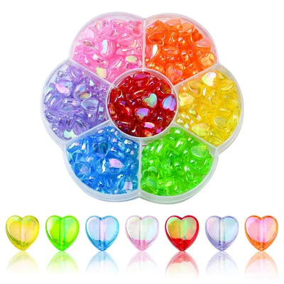 280x Transparent Acrylic Heart Beads for Bracelet Necklace Jewelry Making Craft - Image 1 of 4