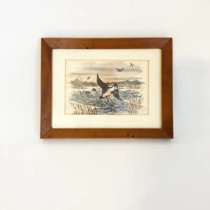 Vintage Ducks in the Marsh Print Framed Matted 9 x 6.75 - Picture 1 of 9