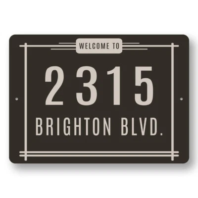 Letrero metálico Welcome To Address Foto 1 de 4