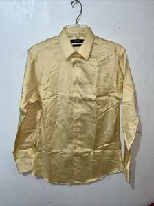 Murano Liquid Cotton Dress Shirt Mens 15 33 Yellow Point Collar Pocket Stretch - Picture 1 of 6