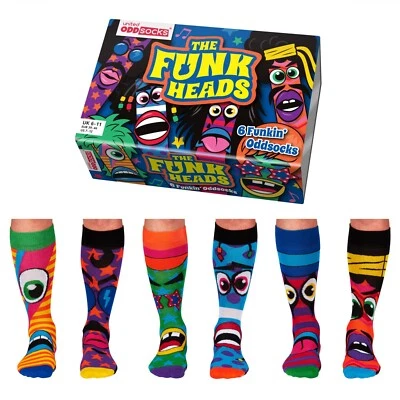 United Oddsocks The Funk Heads 6 Odd Socks Gift Box - Mens Size 6-11