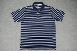 Camisa polo Adidas para hombre mediana azul a rayas logotipo de golf 100 poliéster climalite - Imagen 1 de 11