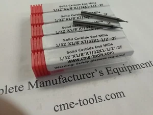 5 Stück 1/32 Zoll Hartmetall Schaftfräser 2-flötig tialn beschichtet, zentrierschneiden #1006-TNF2-132 - Bild 1 von 3