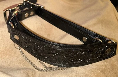 НОВЫЙ! Кожаные байкерские сапоги цепочки браслеты - черные резные изогнутые США - Изображение 1 из 4