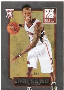 DENNIS SHRODER ROOKIE SERIAL /999 2013-14 PANINI ELITE 216 ATLANTA HAWKS LAKERS