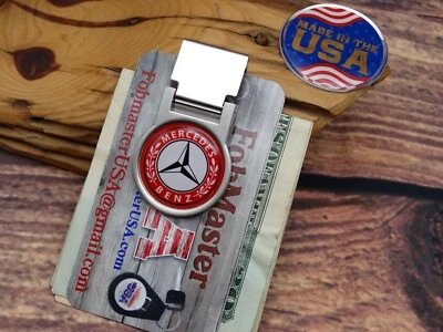 NUEVO SOPORTE BILLETERA CLIP DINERO BLOQUEO AJUSTABLE MERCEDES ROJO VINTAGE - BENZ NOS Foto 1 de 4