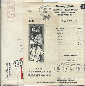 SB 8603 sewing pattern 40's darling BRA SHORTS JACKET sew mail order Girl size 8 - Picture 1 of 1