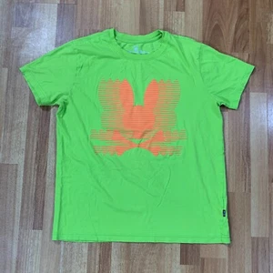 Psycho Bunny Shirt Mens Small Green Orange Blurry Rabbits Logo Short Sleeves Tee - Picture 1 of 9