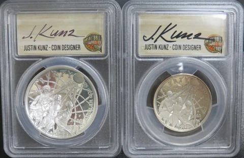 2020 Basketball Hall of Fame Silver Dollar & Clad Half PCGS PR70DCAM Kunz Signed Cover