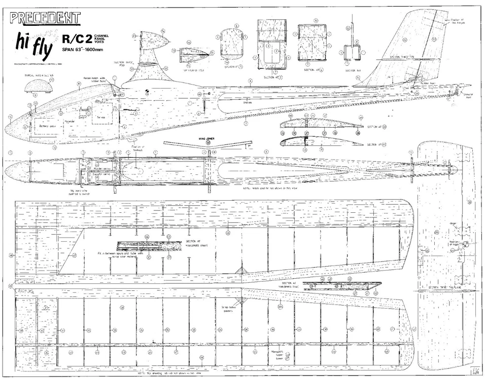 PRECEDENT HI FLY PLANS R/C GLIDER - Image 1 of 1