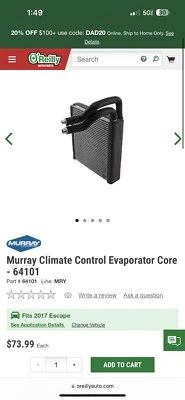 Nuevo núcleo de evaporador de aire acondicionado delantero para Ford Escape 2017-2019 Lincoln MKC 2017-2018 Foto 1 de 4