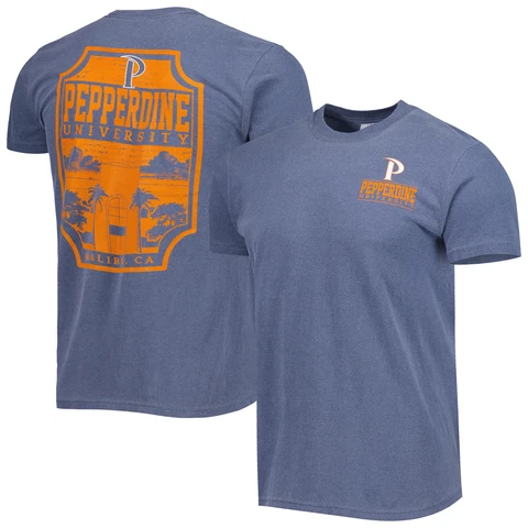 Men's Navy Pepperdine Waves Logo Campus Icon T-Shirt Cover