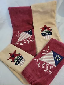Patriotische Cecil Saydah Company Hand- & Fingerspitzenhandtücher je 2 100% Baumwolle - Bild 1 von 9